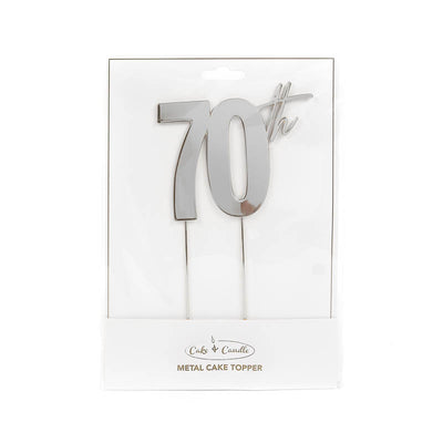 Cake Topper 70th Metal Cake Silver