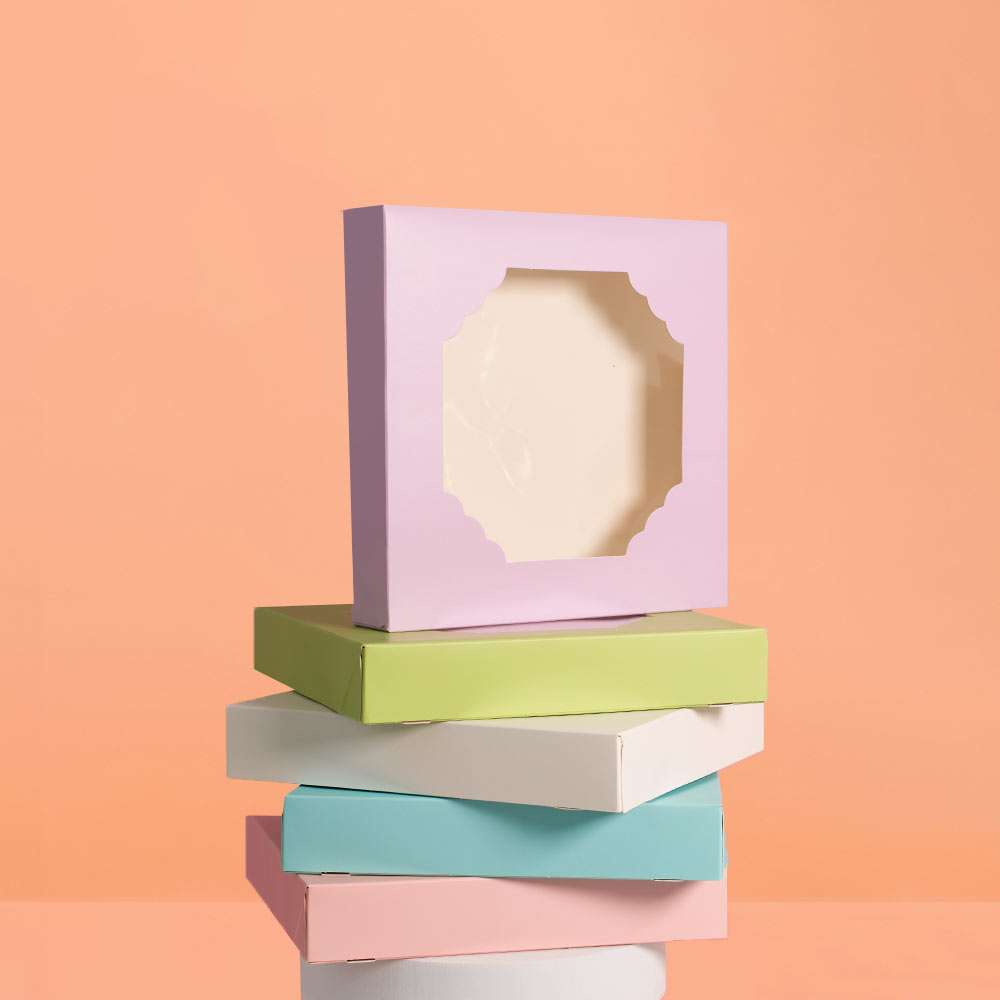 PAPYRUS Scalloped LARGE Treat Box (Pack of 5) - MIXED COLOURS