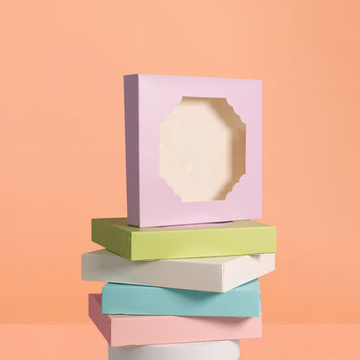 PAPYRUS Scalloped LARGE Treat Box (Pack of 5) - MIXED COLOURS