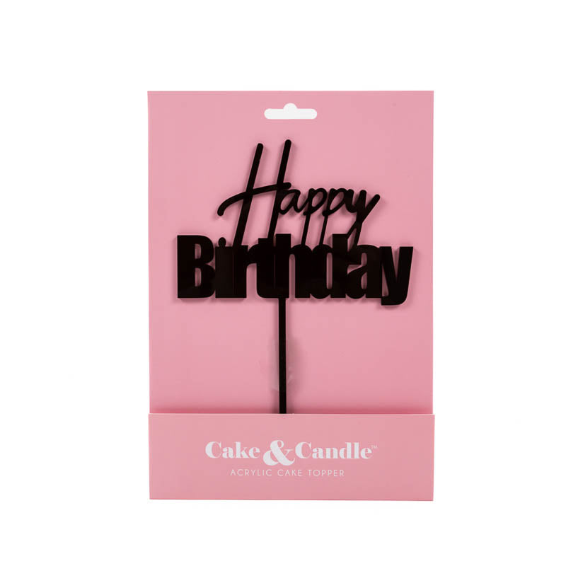 Cake Topper FUN Happy Birthday Cake Topper - BLACK