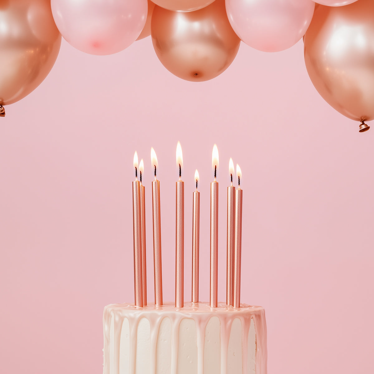 12cm Tall Cake Candles ROSE GOLD (Pack of 12)