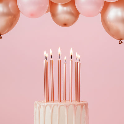 12cm Tall Cake Candles ROSE GOLD (Pack of 12)
