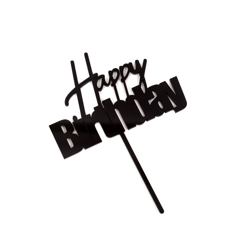 Cake Topper FUN Happy Birthday Cake Topper - BLACK