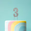 Cake Topper Bold Silver Number 3
