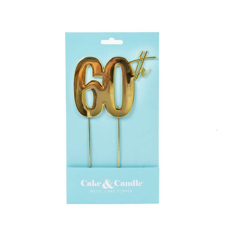 Cake Topper 60th Metal Cake Gold – view 2
