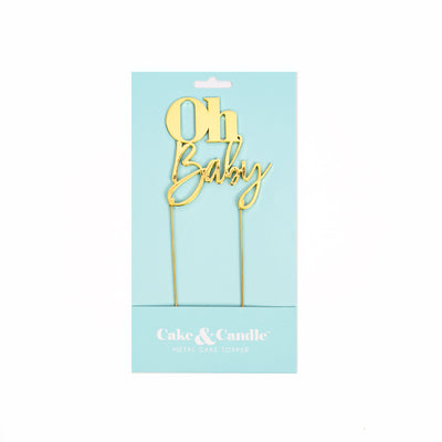 Cake Topper Oh Baby Metal Cake Gold