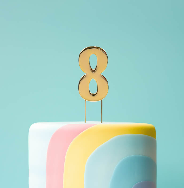 Cake Topper Bold Gold Number 8