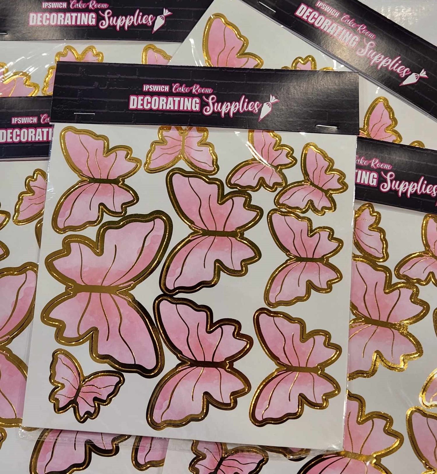 Butterfly Cake Toppers For Birthday Decoration Pink (Pack 1)