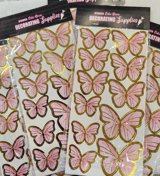 Butterfly Cake Toppers For Birthday Decoration Pink (Pack 2)