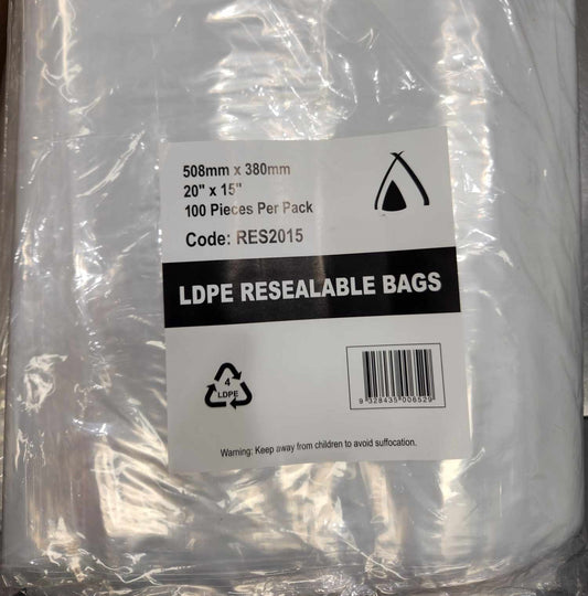 RESEALABLE BAGS 20" x 15" (Fits A3 Sheet) 100 pack