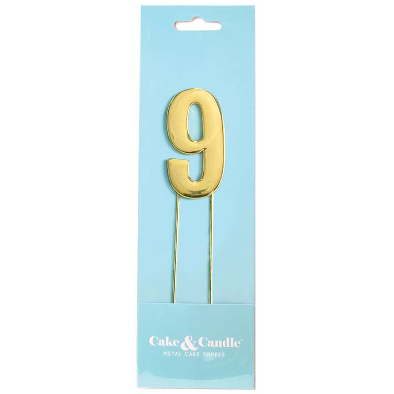 Cake Topper Bold Gold Number 9 – view 2