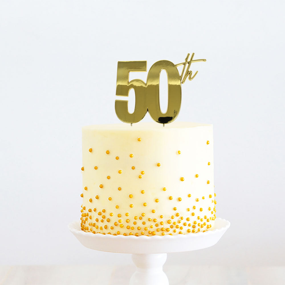 Cake Topper 50th Metal Cake Gold