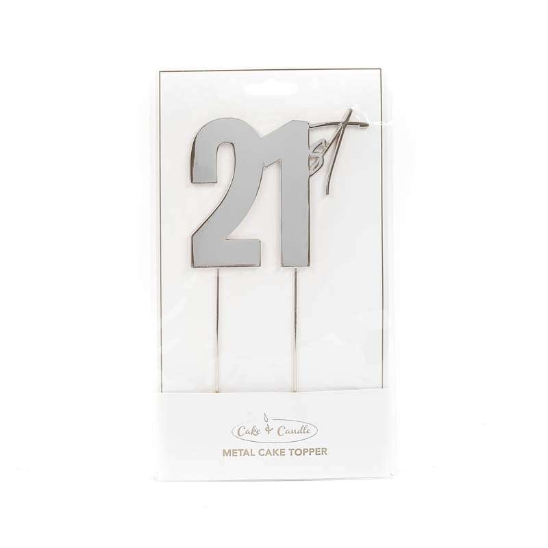 Cake Topper 21st Metal Cake Silver – view 2
