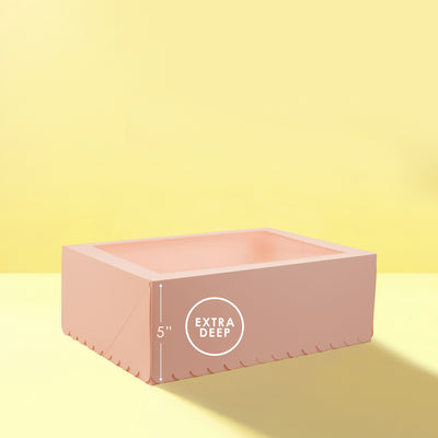 PAPYRUS Scalloped Tall Cupcake Box (12 hole) - PASTEL PINK