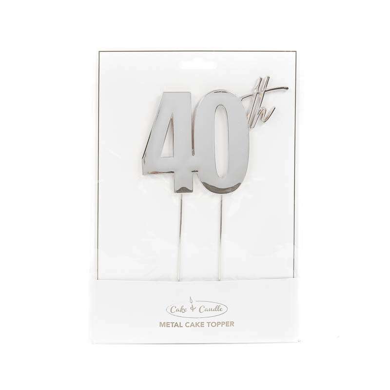 Cake Topper 40th Metal Cake Silver – view 2