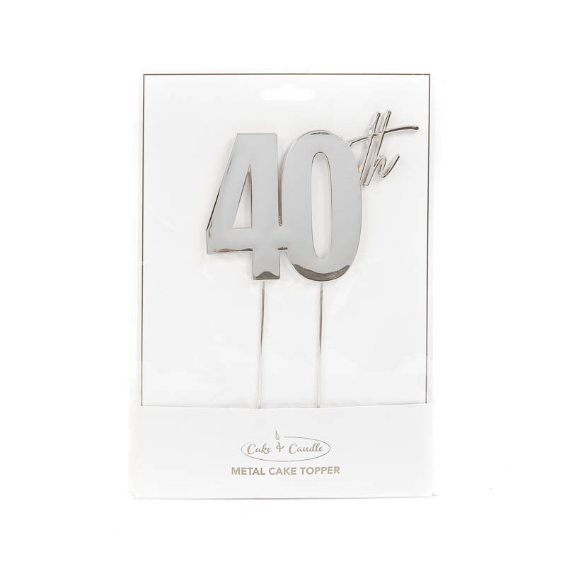 Cake Topper 40th Metal Cake Silver