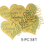 Happy Valentine's Day Heart Gold Disc Cake Toppers 5pc Set
