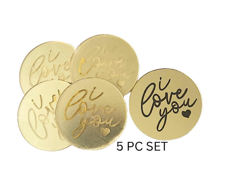 I Love You Gold Disc Cake Toppers 5pc Set