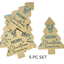 Merry Christmas Tree Gold Disc Cake Toppers 5pc Set