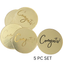 Congrats Gold Disc Cake Toppers 5pc Set