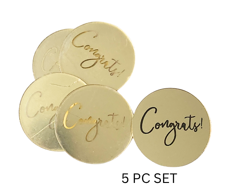 Congrats Gold Disc Cake Toppers 5pc Set