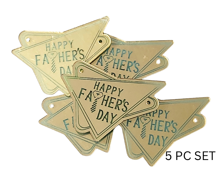 Happy Father's Day Tag Gold Disc Toppers 5pc Set