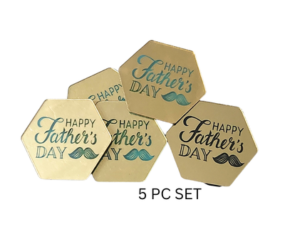 Father's Day with Moustache Gold Disc Toppers  5pc Set