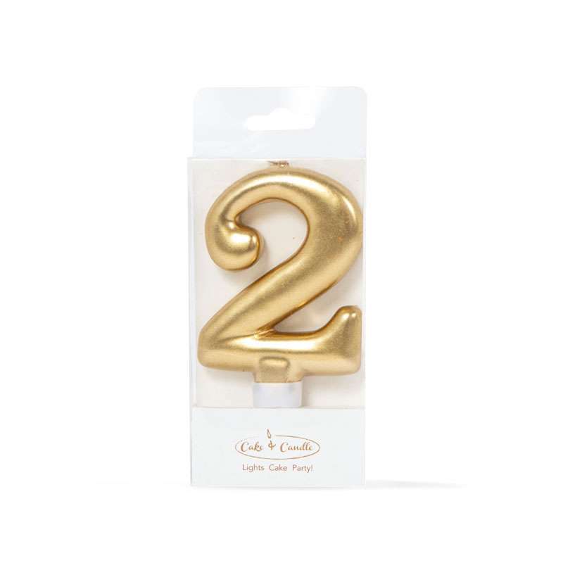 Number 2 Candle Gold Single