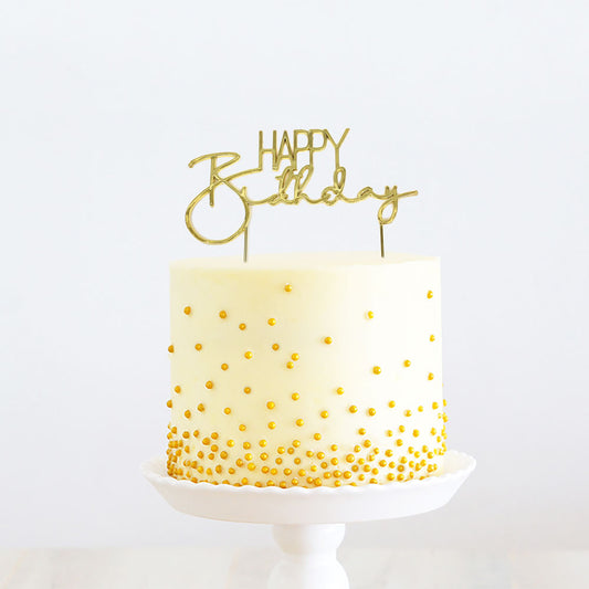 Cake Topper Happy Birthday Gold Metal (Cake & Candle)