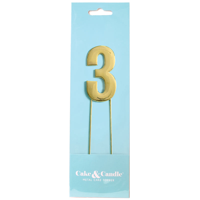 Cake Topper Bold Gold Number 3