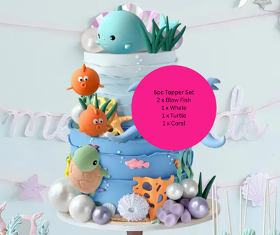 Ocean Animal Cake Toppers Decoration 5PC