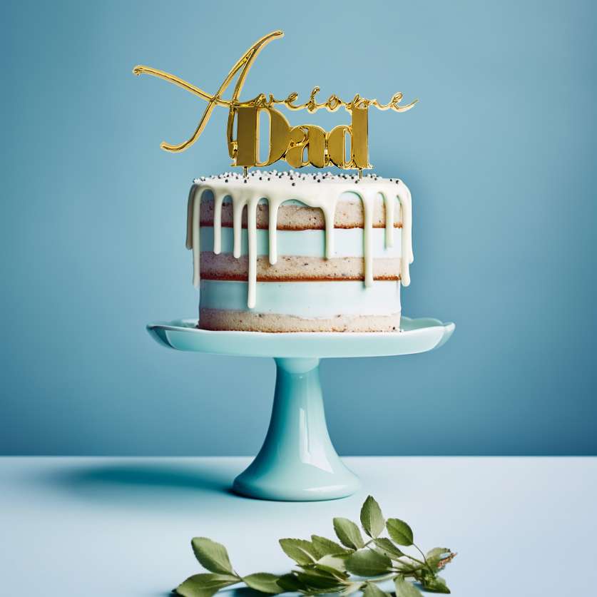 GOLD Metal Cake Topper - AWESOME DAD