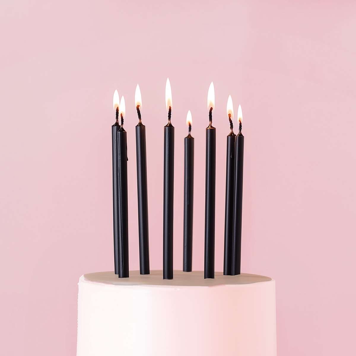 12cm Tall Cake Candles BLACK (Pack of 12) – view 2