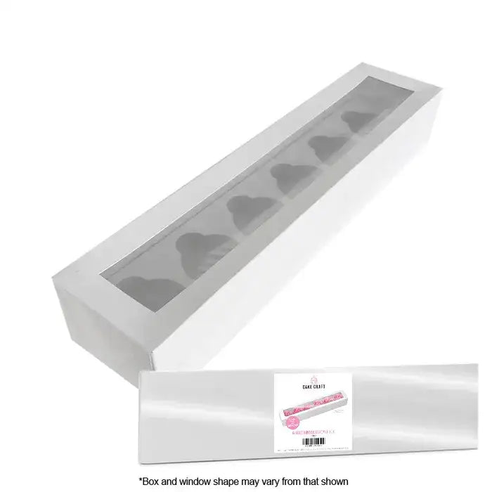 Long 6 Hole White Cupcake Box