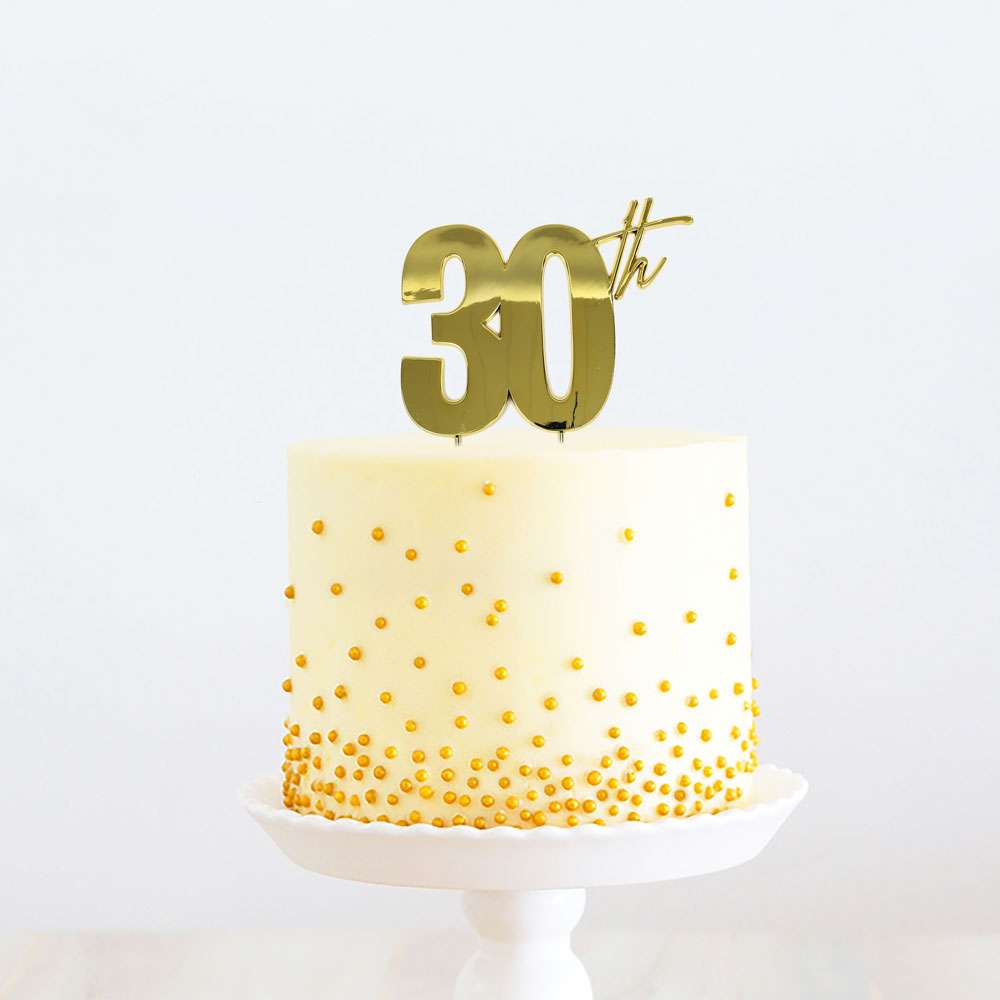 Cake Topper 30th Metal Cake Gold
