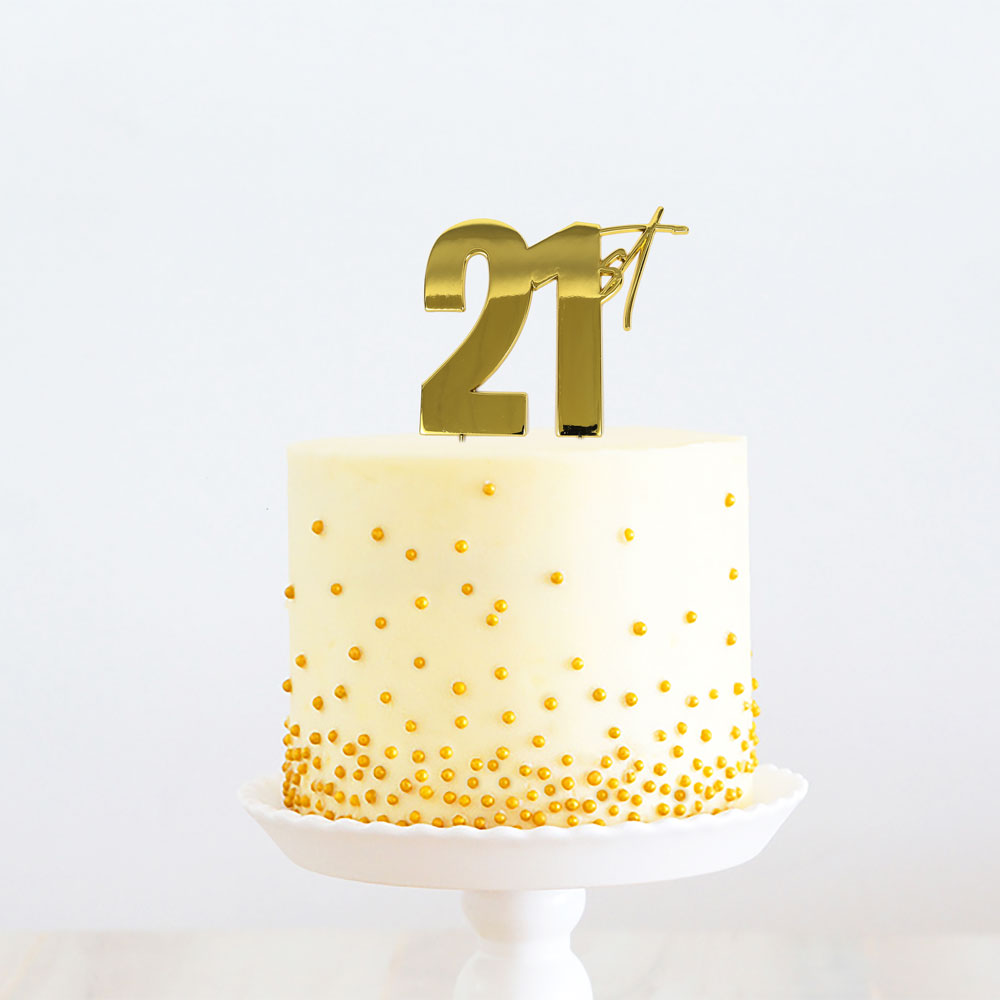 Cake Topper 21st Metal Cake Gold