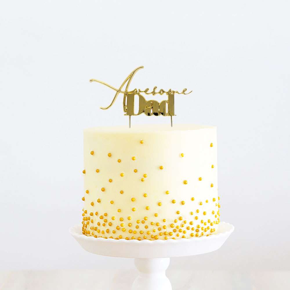 GOLD Metal Cake Topper - AWESOME DAD – view 2