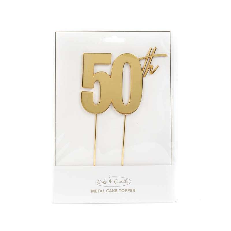 Cake Topper 50th Metal Cake Gold – view 2