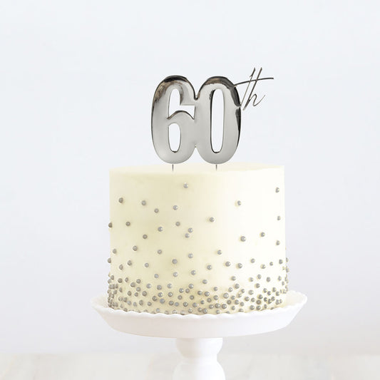 Cake Topper 60th Metal Cake Silver