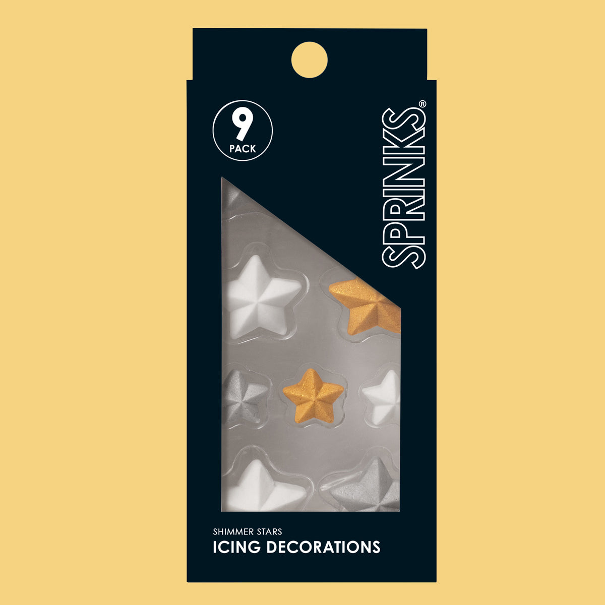 SHIMMER STARS (9 pieces) SPRINKS Icing Decorations -
