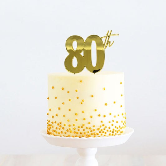 Cake Topper 80th Metal Cake Gold