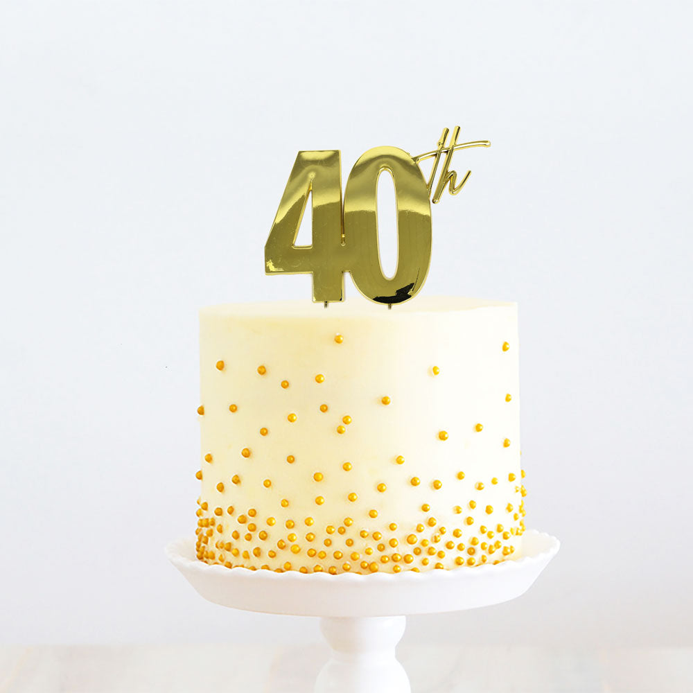 Cake Topper 40th Metal Cake Gold