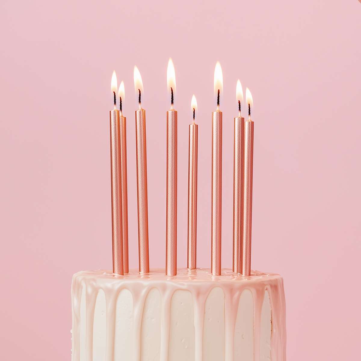 12cm Tall Cake Candles ROSE GOLD (Pack of 12) – view 3
