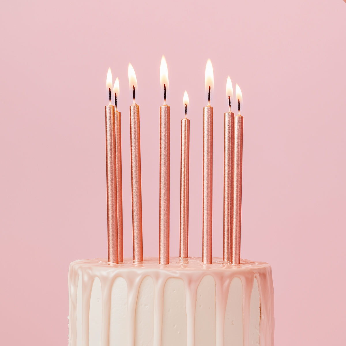 12cm Tall Cake Candles ROSE GOLD (Pack of 12)