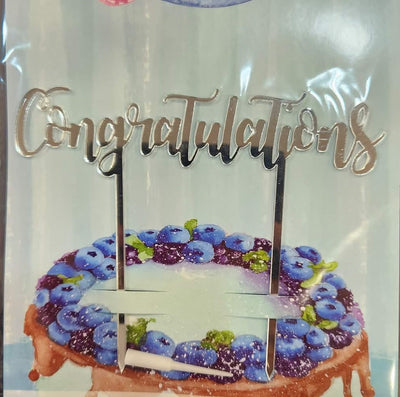 Silver Congratulations Acrylic Cake Topper