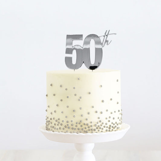 Cake Topper 50th Metal Cake Silver