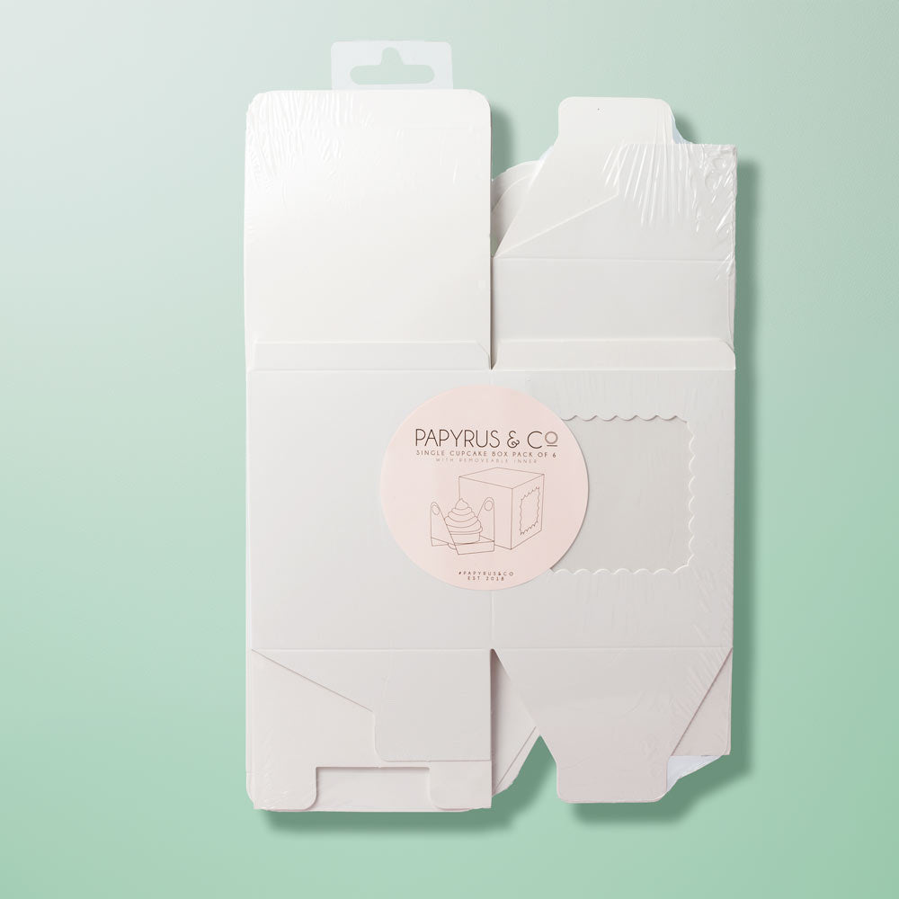 Scalloped Single Cupcake Box (Pack of 6) - WHITE