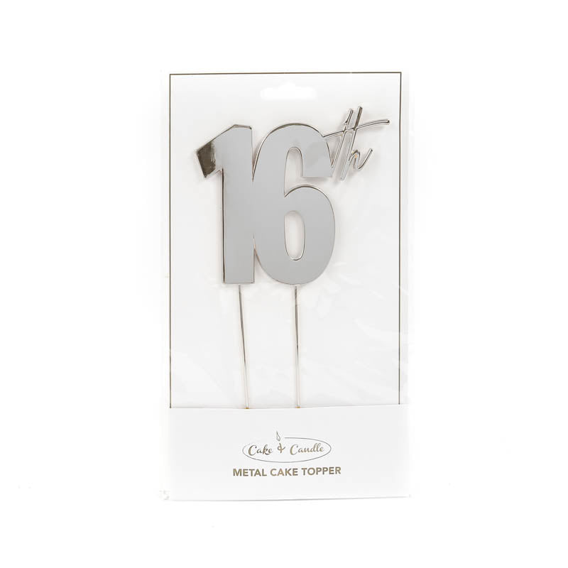 Cake Topper 16th Metal Cake Silver