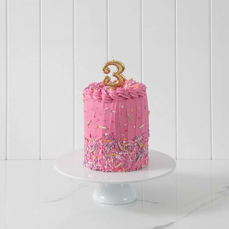 Number 3 Candle Gold Single – view 2