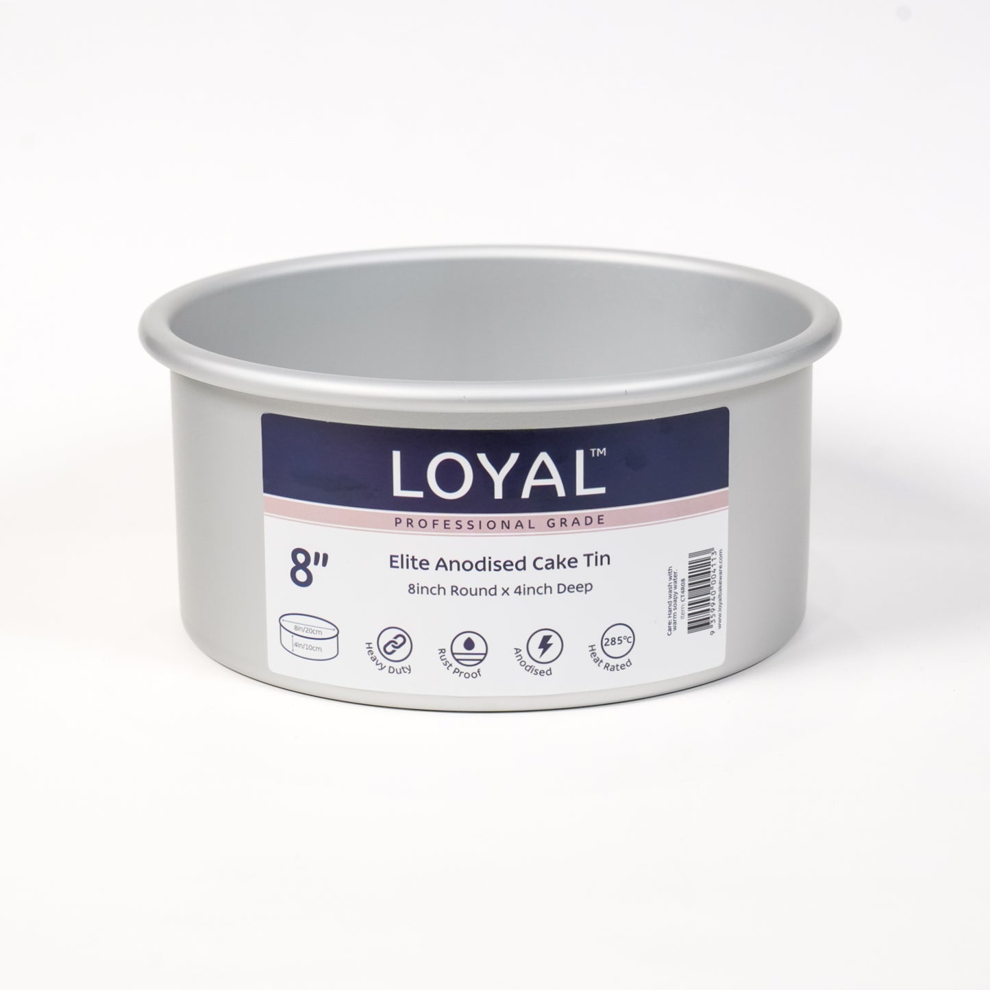 Cake Tin 8" Round LOYAL Elite Anodised 4" Deep